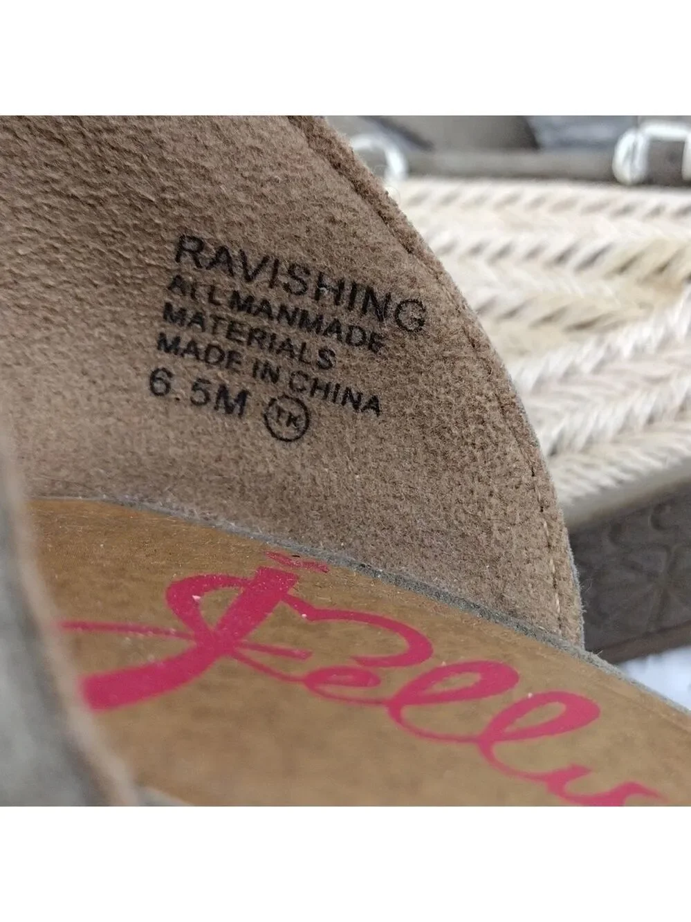 Jellypop Taupe Faux Suede Ankle Buckle Strap Wedge Heeled Espadrille Sandal Shoe